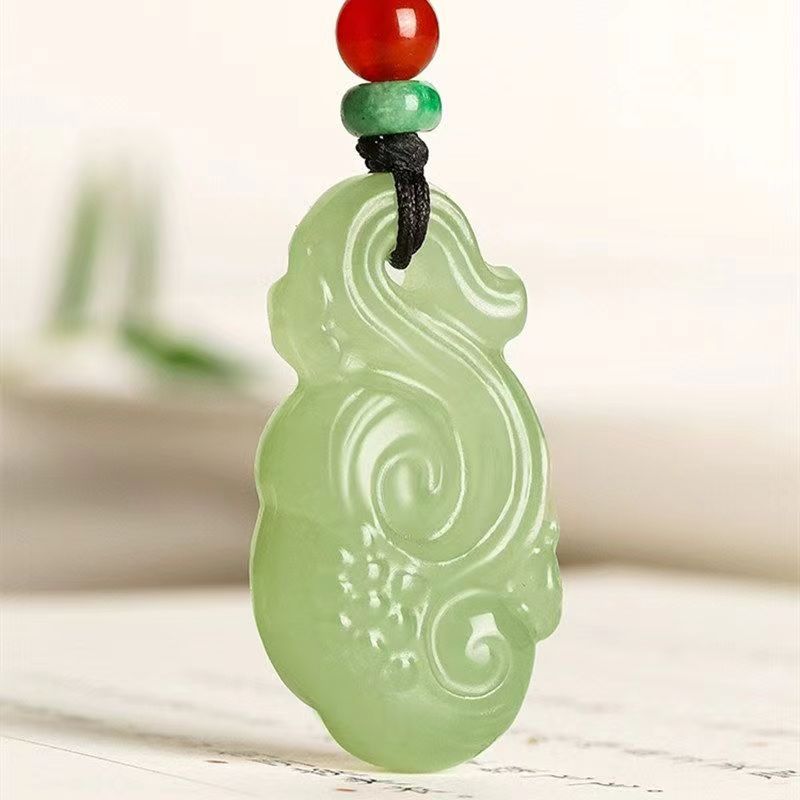 真品和田玉灵芝如意玉吊坠青白玉如意挂件玉石玉坠男女士玉佩项链