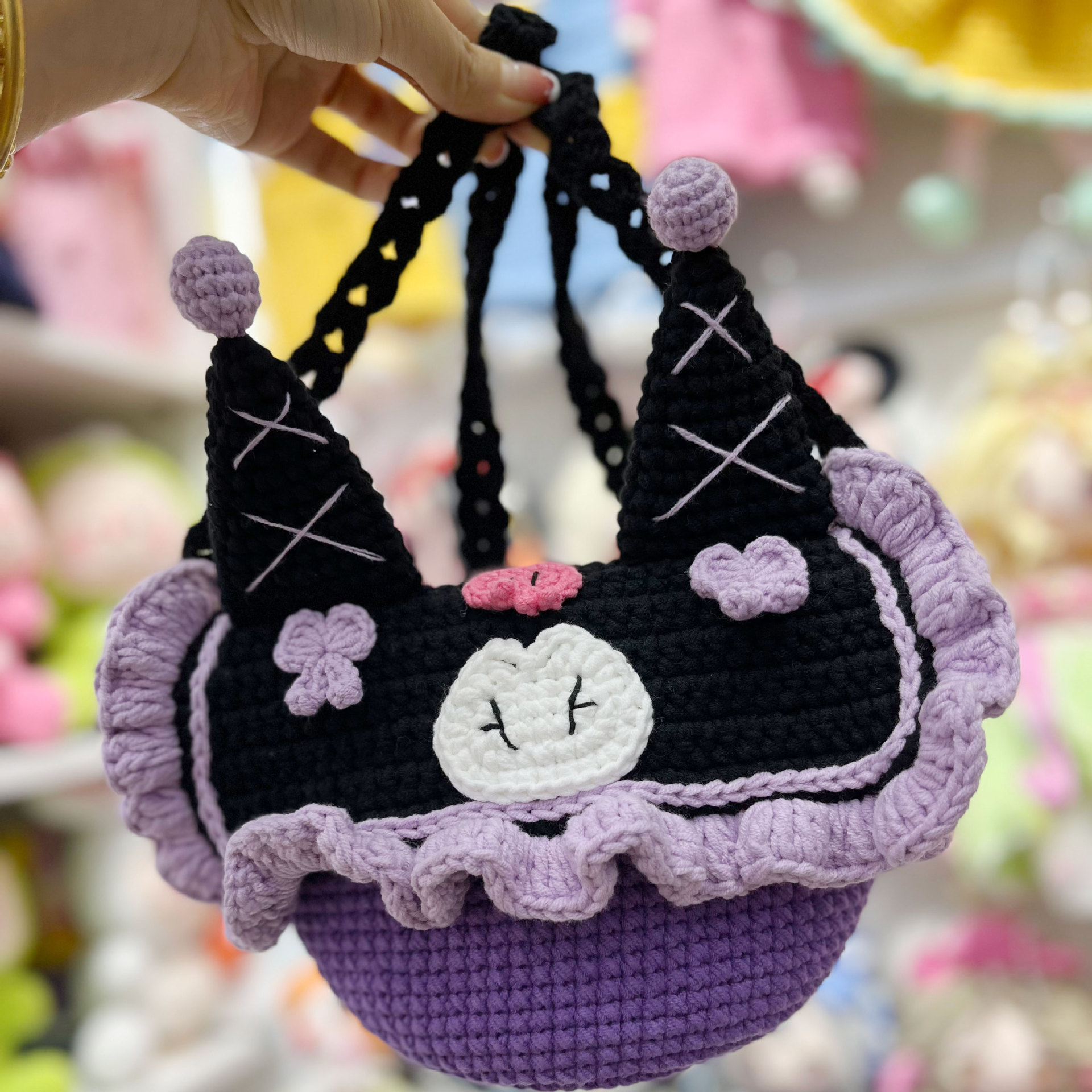 雪妃尔毛线钩织包包成品 手工编织钩针钩织库洛米斜挎包送女友包