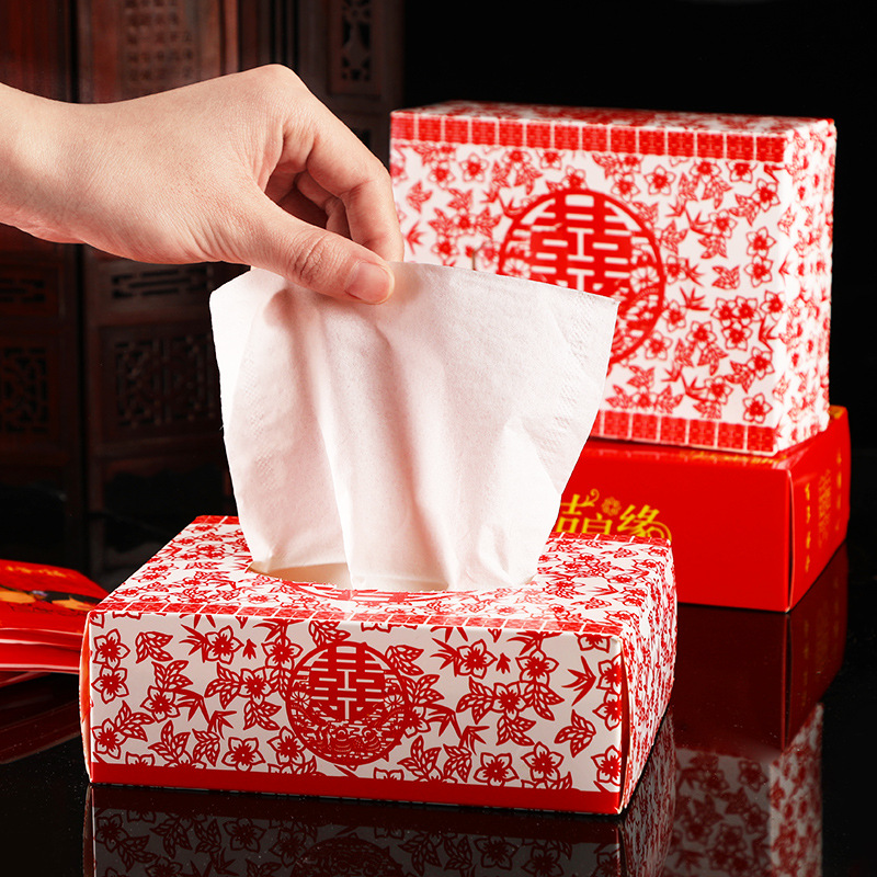 婚礼纸巾盒装抽纸结婚餐巾纸手帕纸婚宴面巾纸婚庆用品