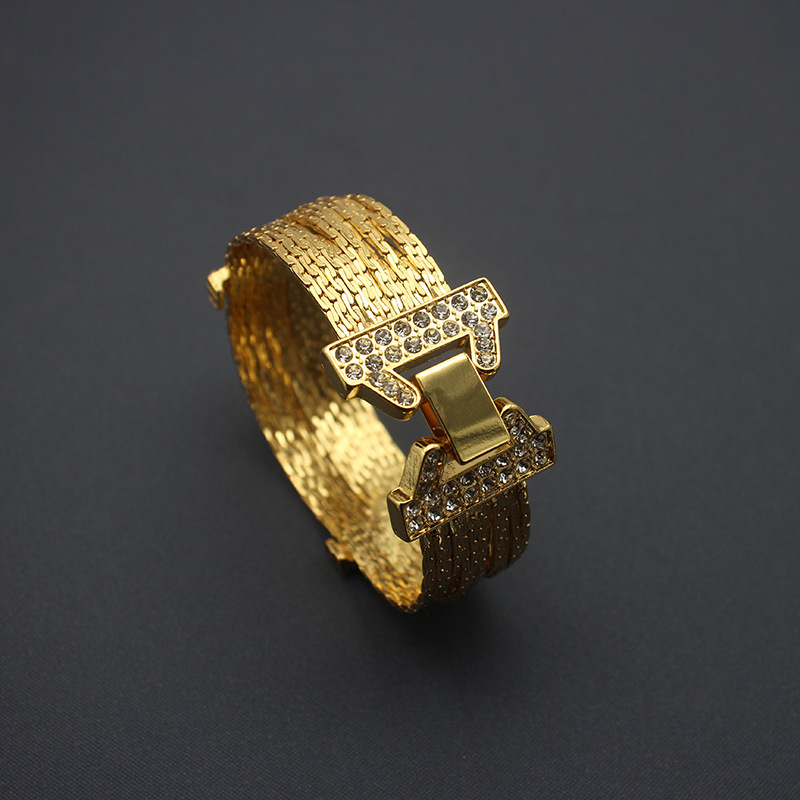 欧美外贸首饰多层重工手镯铜镀真金流苏链耳环素金中古套装-阿里巴巴