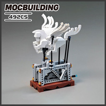 跨境兼容乐高创意MOC 小颗粒积木 飞马手摇机械模型 DIY拼装玩具