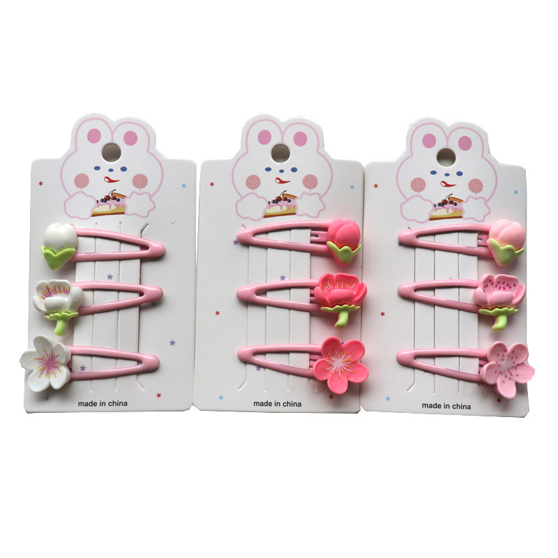 Children's Cartoon BB Clip Lotus Flower Hair Clip Hairpin Girls Bangs Broken Hair Side Clip Hair Accessories Headdress Set