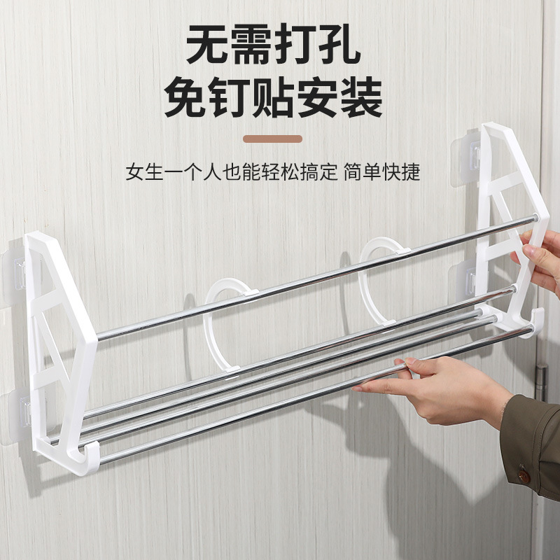 Free Punch and Nail behind the Door Simple Shoe Rack Assembly Shoe Rack Bathroom Slipper Rack Wall-Mounted Storage Rack