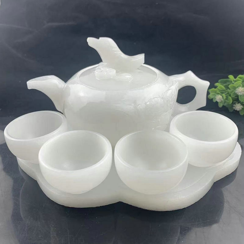 羊脂白茶杯摆件阿富汗玉茶杯玉酒杯功夫茶杯茶道玉茶碗5cm玉茶盏