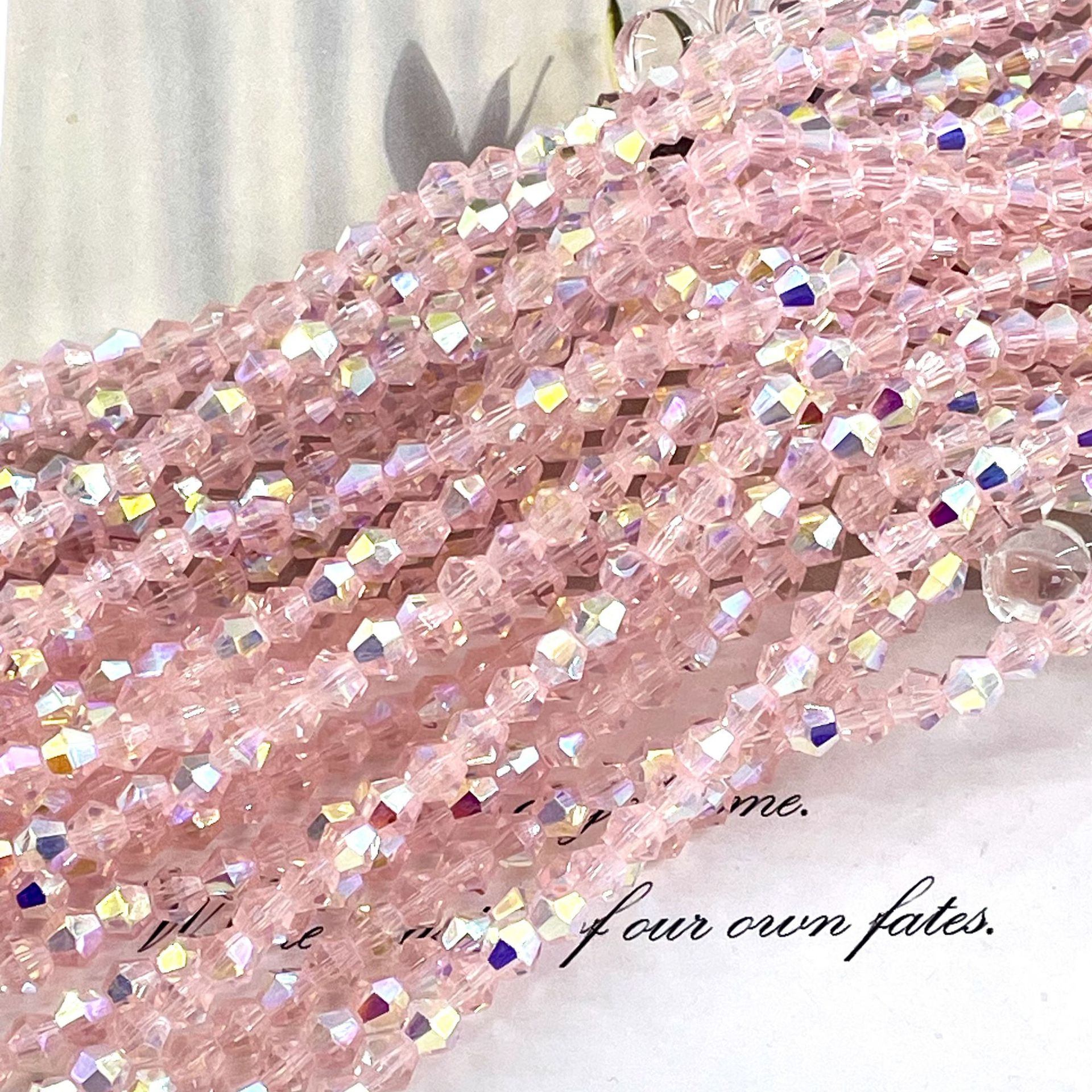 4mm切面菱形水晶珠玻璃珠子DIY手工制作串珠散珠材料发饰饰品配件