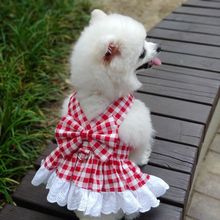 宠物猫狗蕾丝格子连衣裙中小型犬胸背牵引衣服泰迪比熊薄款春夏装