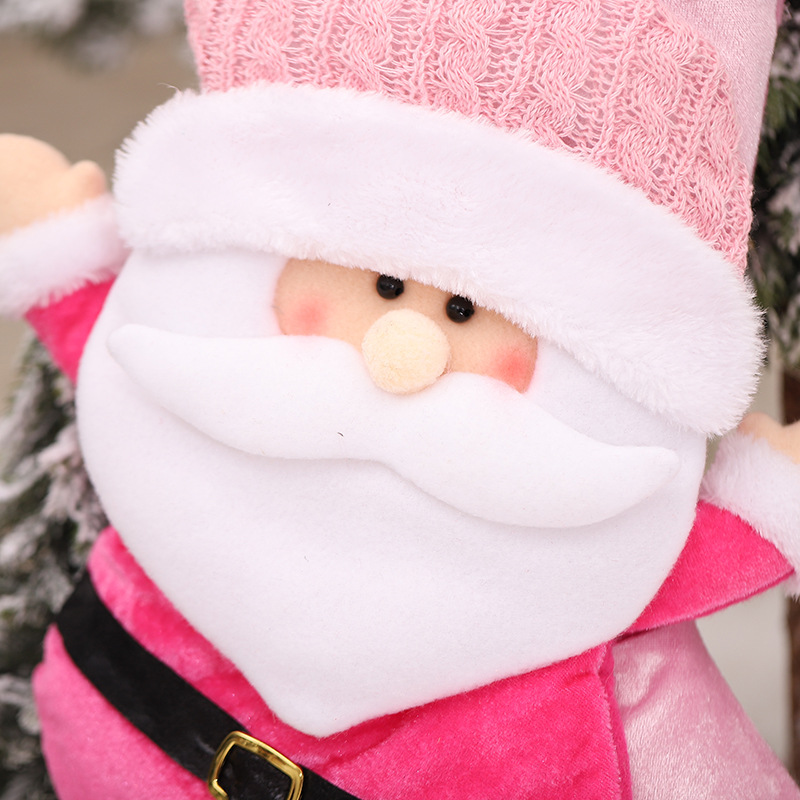 Christmas Decoration Three-Dimensional Old Snowman Doll Raise Your Hand Christmas Stockings White Edge Pink Candy Bag Gift Gift Bag