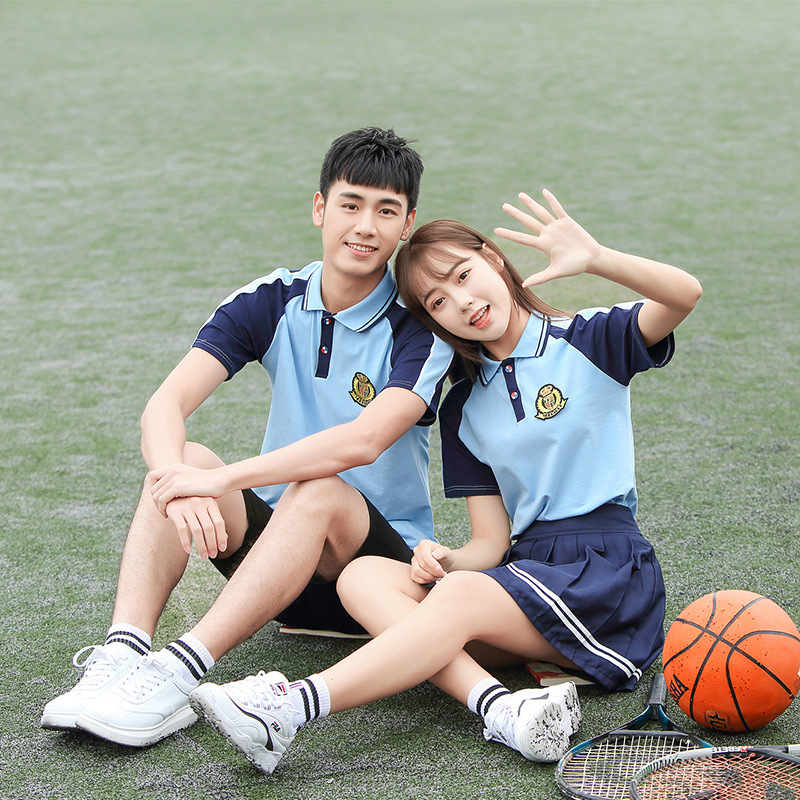 夏季新款短袖短裙套装初高中学生班服运动服两件套男女团体服t恤