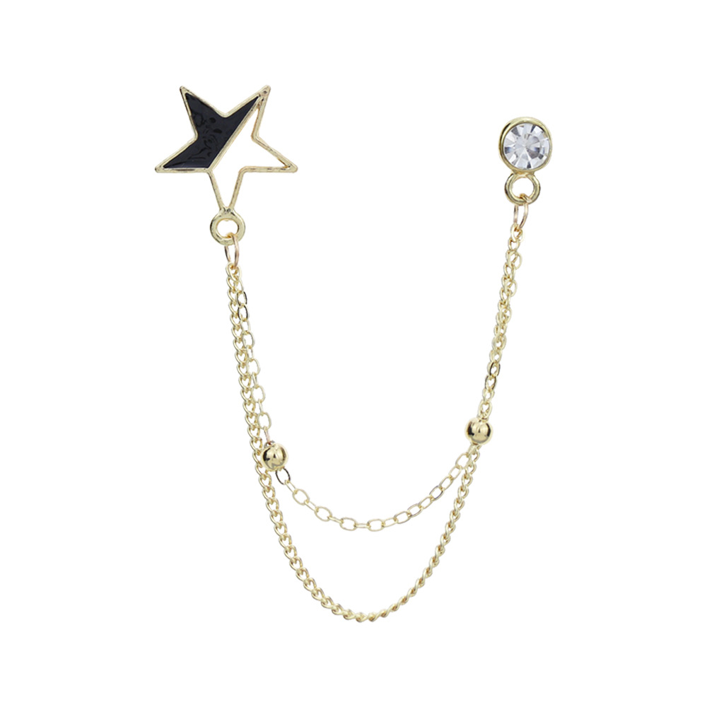 xz0426 滴油五角星胸针男西服胸花徽章流苏链条领针胸章别针配饰