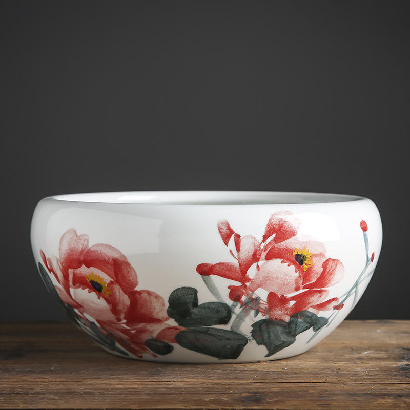 景德镇陶瓷鱼缸养金鱼盆乌龟缸花草创意盆客厅办公室大号收纳盆