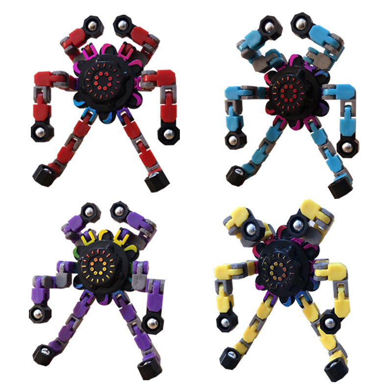 Luminous Variety Mechanical Gyro Creative Pressure Relief Deformation Fingertip Gyro Decompression Toy Cross-Border Rotatable Robot