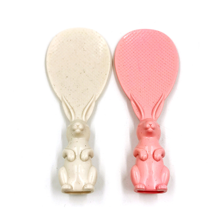 Foreign Trade Wheat Straw Meal Spoon Cute Bunny Non-Stick Rice Vertical Rice Spoon Household Rice Spoon Meal Spoon