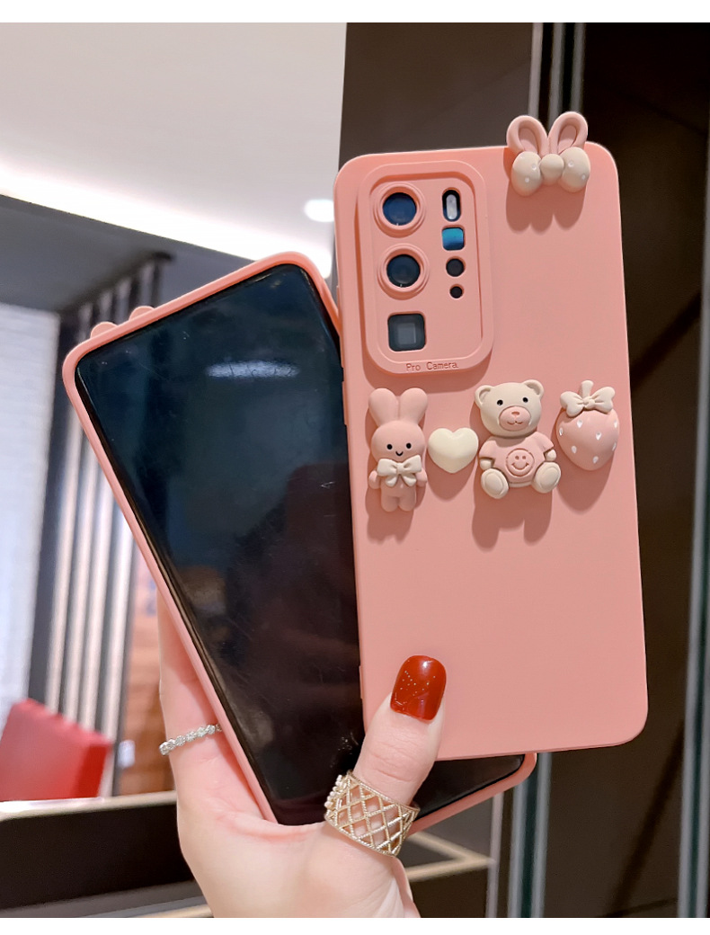 适用华为p40手机壳全包镜头硅胶软壳p40pro女款可爱卡通蝴蝶结潮