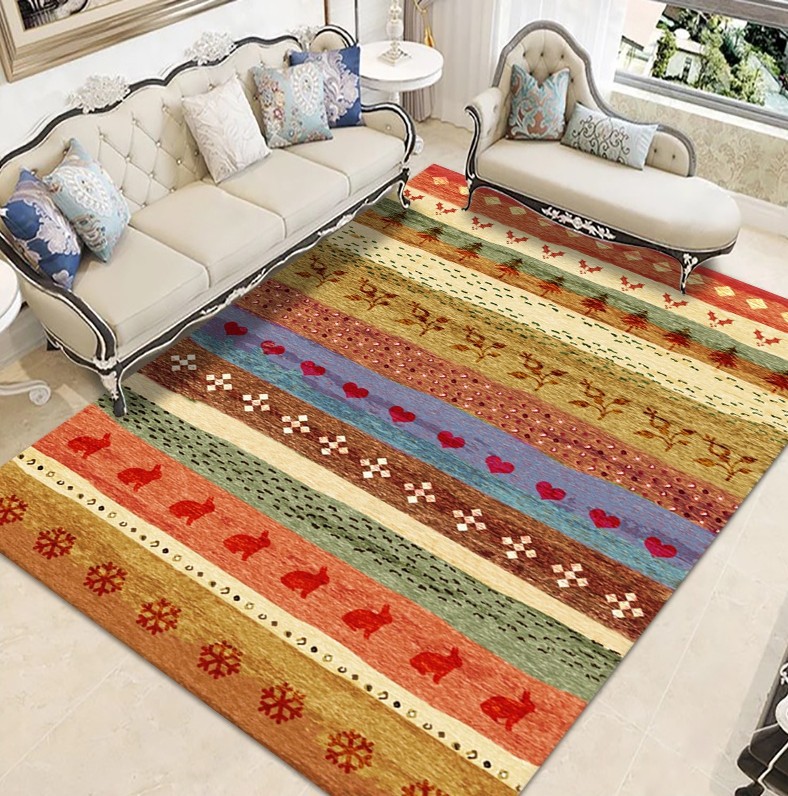 定制大客厅地垫地毯七彩颜色多尼尔无毛好打理 棉布底背 可定制