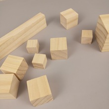 可各种松木正方体长方体木块diy儿童建筑松木方块积木块