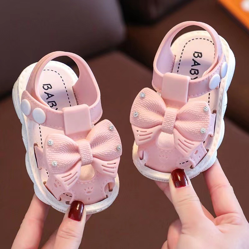 Girls' Sandals 2023 Summer Children's Closed Toe Soft Bottom New Little Girl Princess Shoes Infants Baby Toddler Shoes