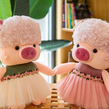 多爱可爱哈尼猪玩偶少女粉小猪公仔毛绒玩具家庭摆件女生生日礼物