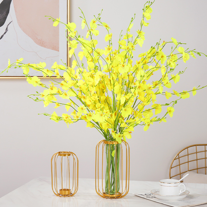 Factory Wholesale European-Style Golden Lantern Iron Vase Ins Creative Home Living Room Glass Hydroponics Decorative Ornaments
