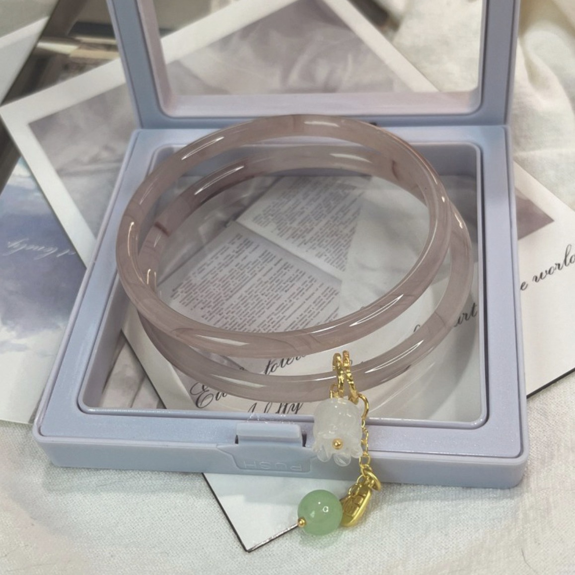 铃兰纳福古风礼品叮当镯一步一响琉璃手镯闺蜜礼物新中式汉服配饰