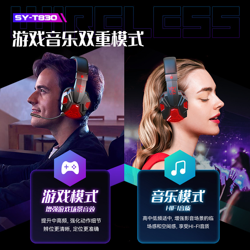 Soyto Cross-Border Hot Wireless Computer Gaming Headset Bluetooth Gaming Headsets Headset for Mobile Phone Wholesale