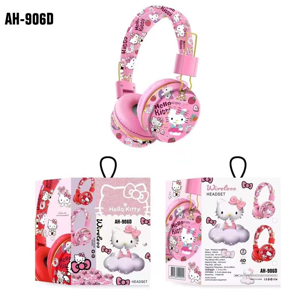 Factory Wholesale Ah-906d Internet Celebrity Headset Cartoon Hello Kitty Simple Cute Bluetooth Stereo Wireless Headset
