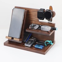 定制实木置物架床头木质手机支架腕表眼镜杂物收纳架定做木质支架