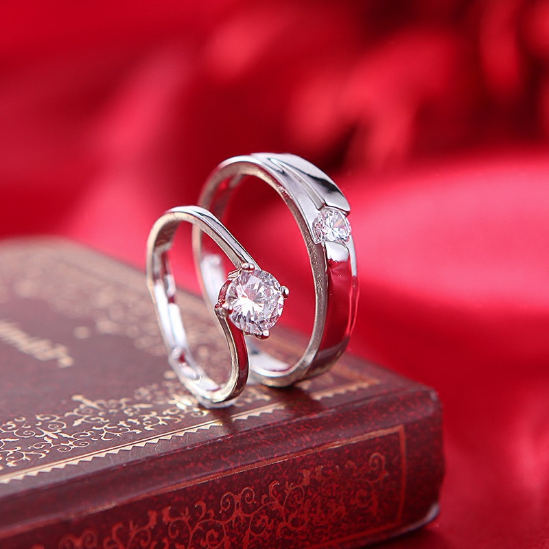 情侣男女结婚订婚仿真假对戒戒指一对轻奢小众婚礼仪式现场用道具