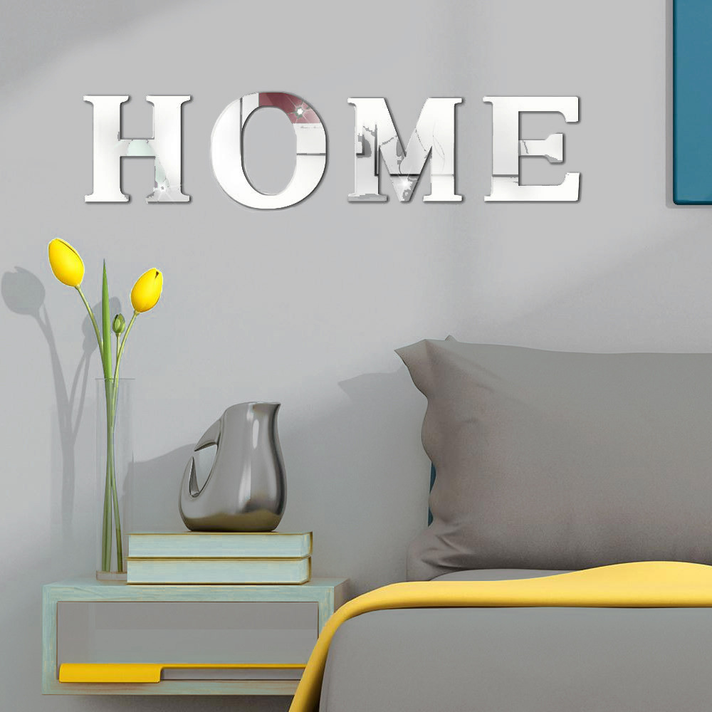 跨镜home字母家庭镜面墙贴背胶自粘 厂家直销3d立体 尺寸样式设计