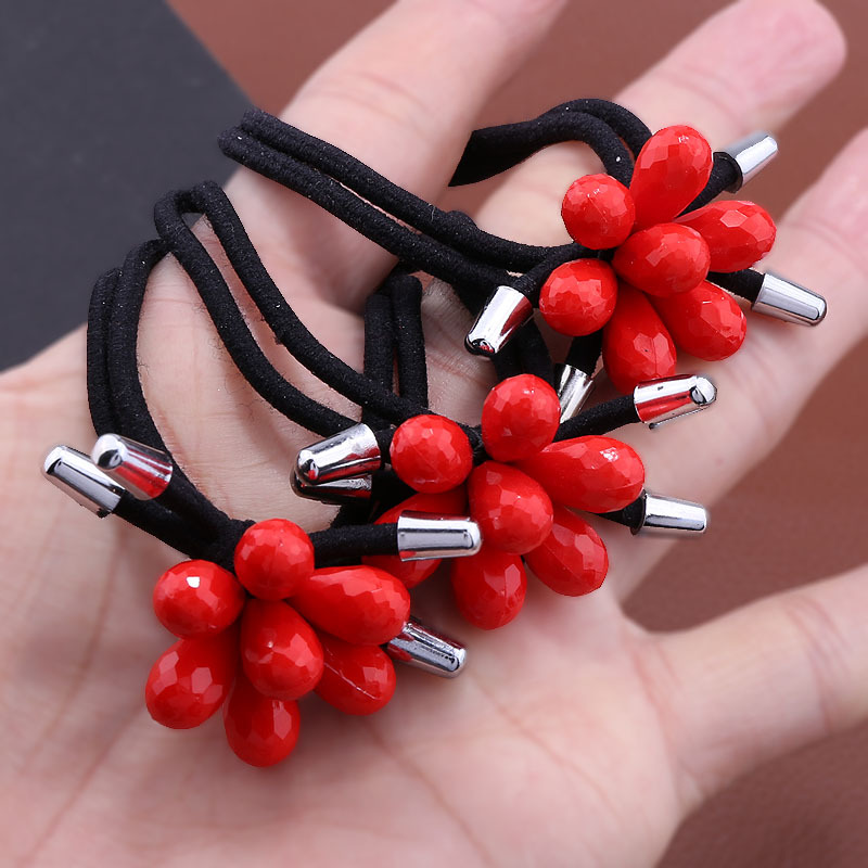 新年喜庆大红发绳打结头绳扎头发圈中国风2元店货源批发头饰品