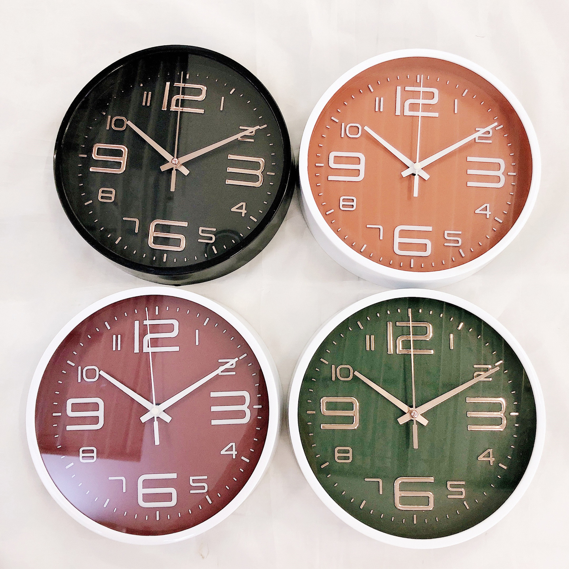 创意简约时尚客厅立体数字刻度挂钟 圆形石英壁钟8英寸石英表