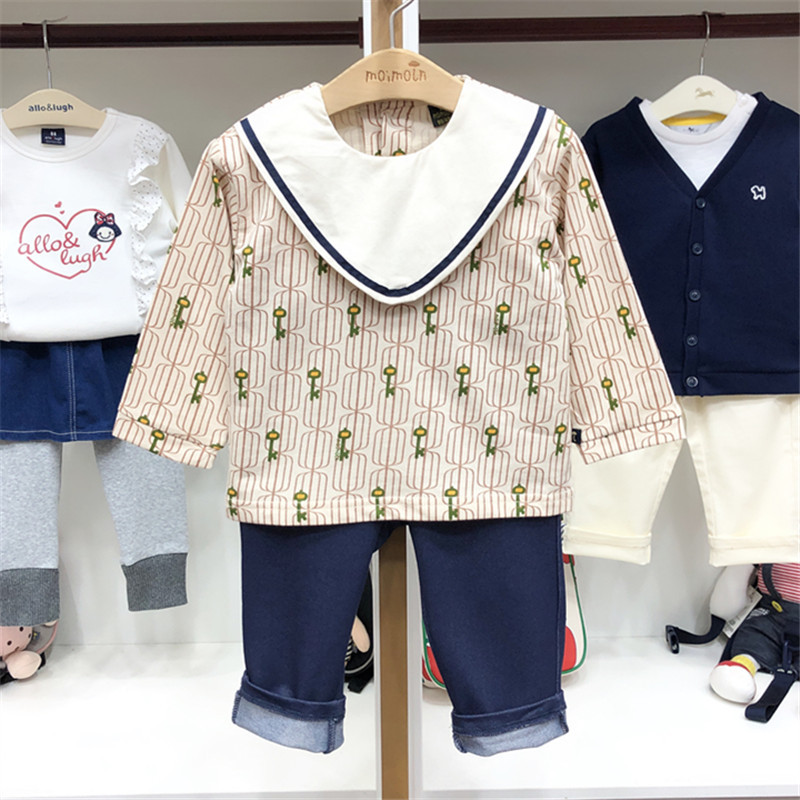 现货 moi云朵韩国童装2021秋季男女童小钥匙图案休闲套装