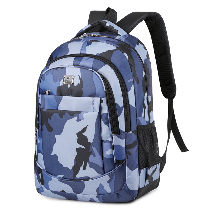 Cross-Border Wholesale Backpack Men's Fashion Junior High School High School and College Student Schoolbag Leisure Travel Computer Camouflage Backpack Women