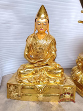 藏传佛像厂家批发纯铜铸造大型密宗全铜莲花生大士弟子妃子铜像