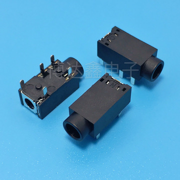 博达鑫pj-108耳机插座5脚插脚有头全插对夹亮锡3.