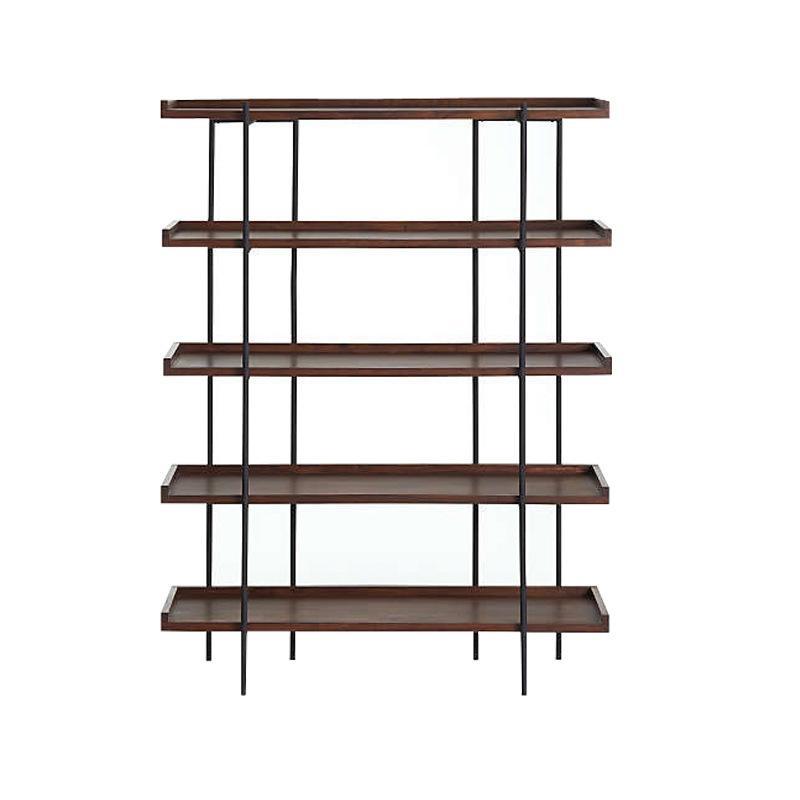 Industrial Style Iron Solid Wood Bookshelf Bookcase Nordic Living Room Storage Shelf Floor Multi-Layer Display Stand