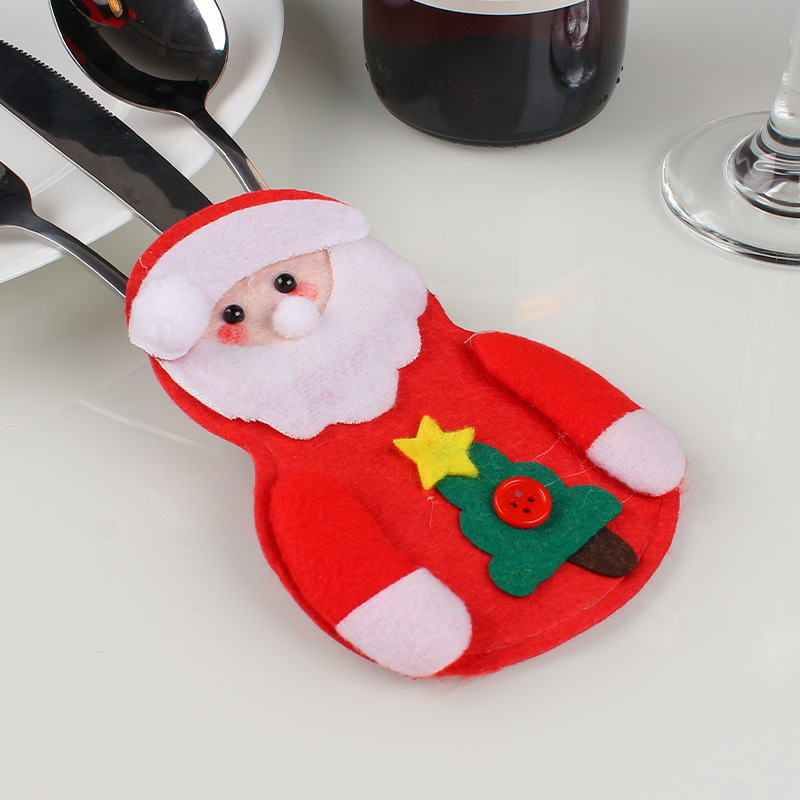 Christmas Dining-Table Decoration Santa Claus Knife and Fork Set Home Tableware Non-Woven Fabric Christmas Snowman Knife