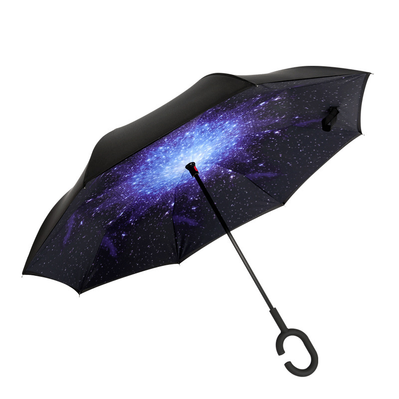 Hand Free Type Car Umbrella Reverse Umbrella Advertising Umbrella Printed Logo Double-Deck Umbrella Reverse Straight Pole Umbrella Gift Umbrella Spot