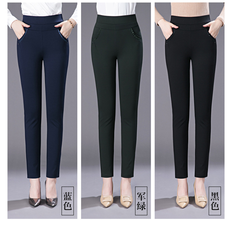 6252外穿打底裤蕾丝花边妈妈中年女裤大码小脚铅笔裤子拼多多货源