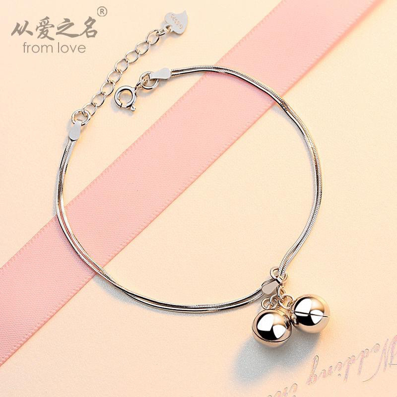锦虹兴 s925一步一响铃铛蛇骨手链 学生送闺蜜情侣礼物带铃铛
