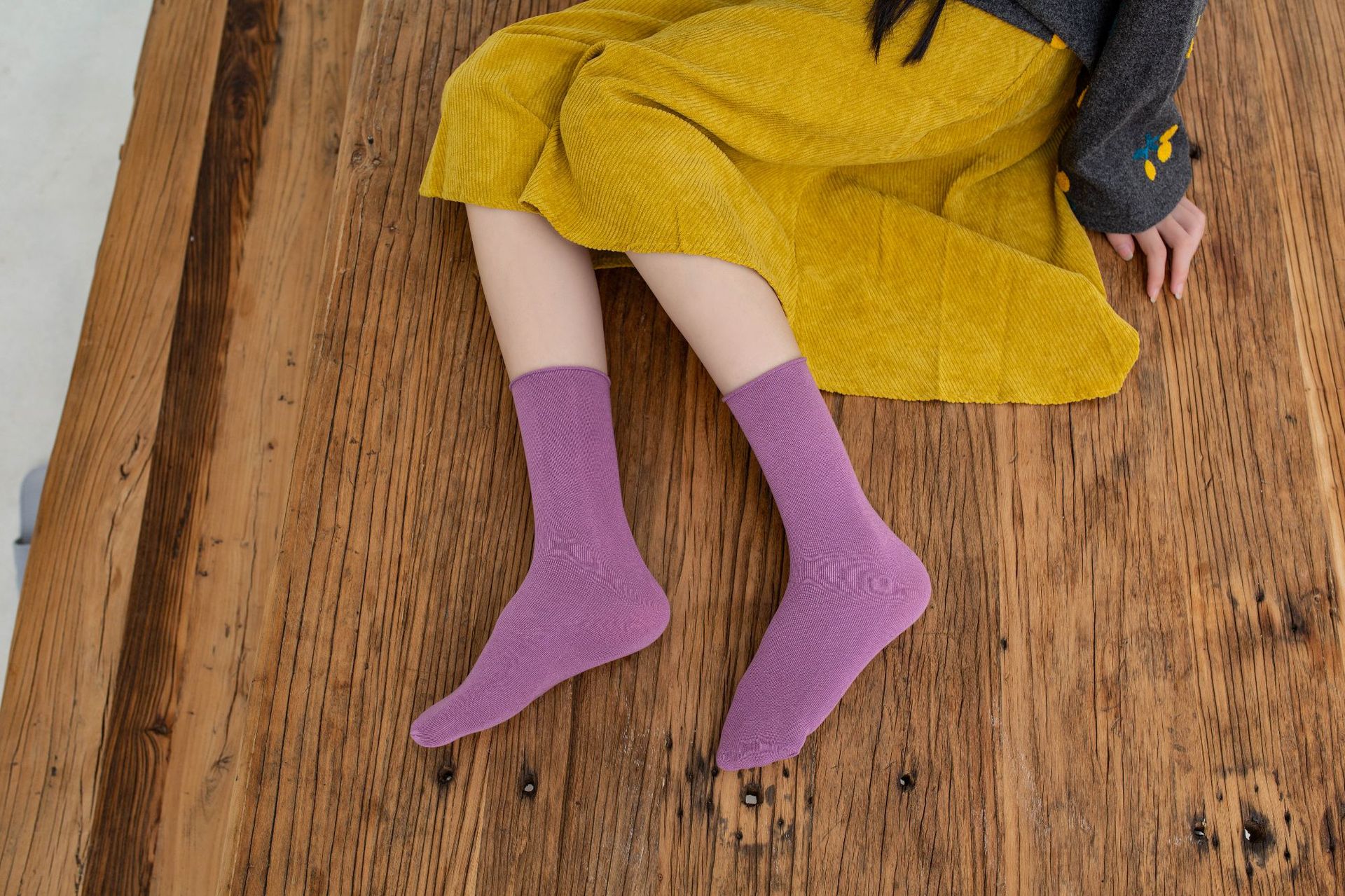 堆堆袜子女 日系春夏薄款精梳棉女袜纯色复古森系袜套长筒潮袜子