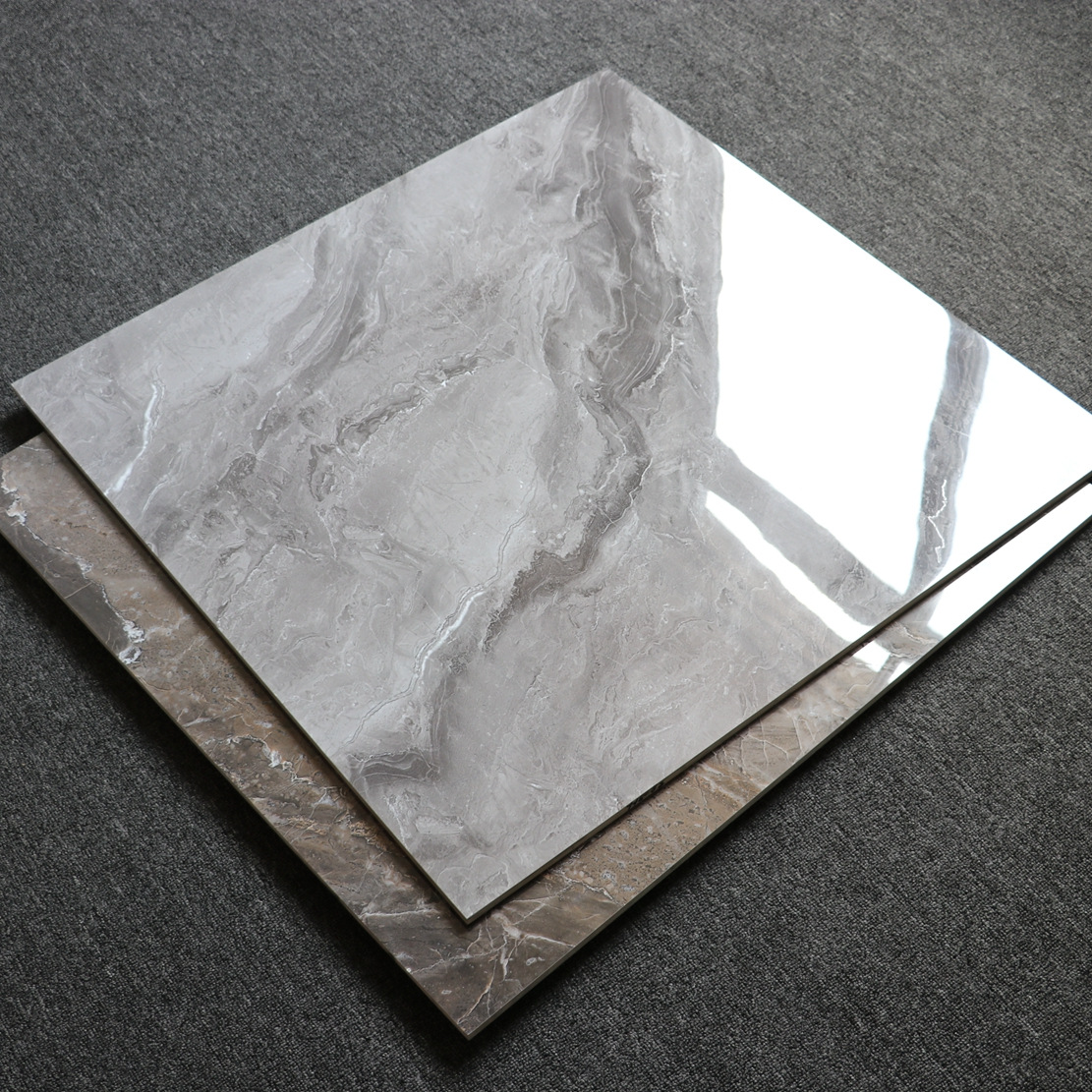 全瓷通体大理石深灰色地砖800x800客餐厅抛釉瓷砖别墅大堂背景墙