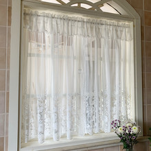 VQA3美式韩式田园白纱帘窗帘窗纱免打孔安装魔术贴飘窗厨房落地窗