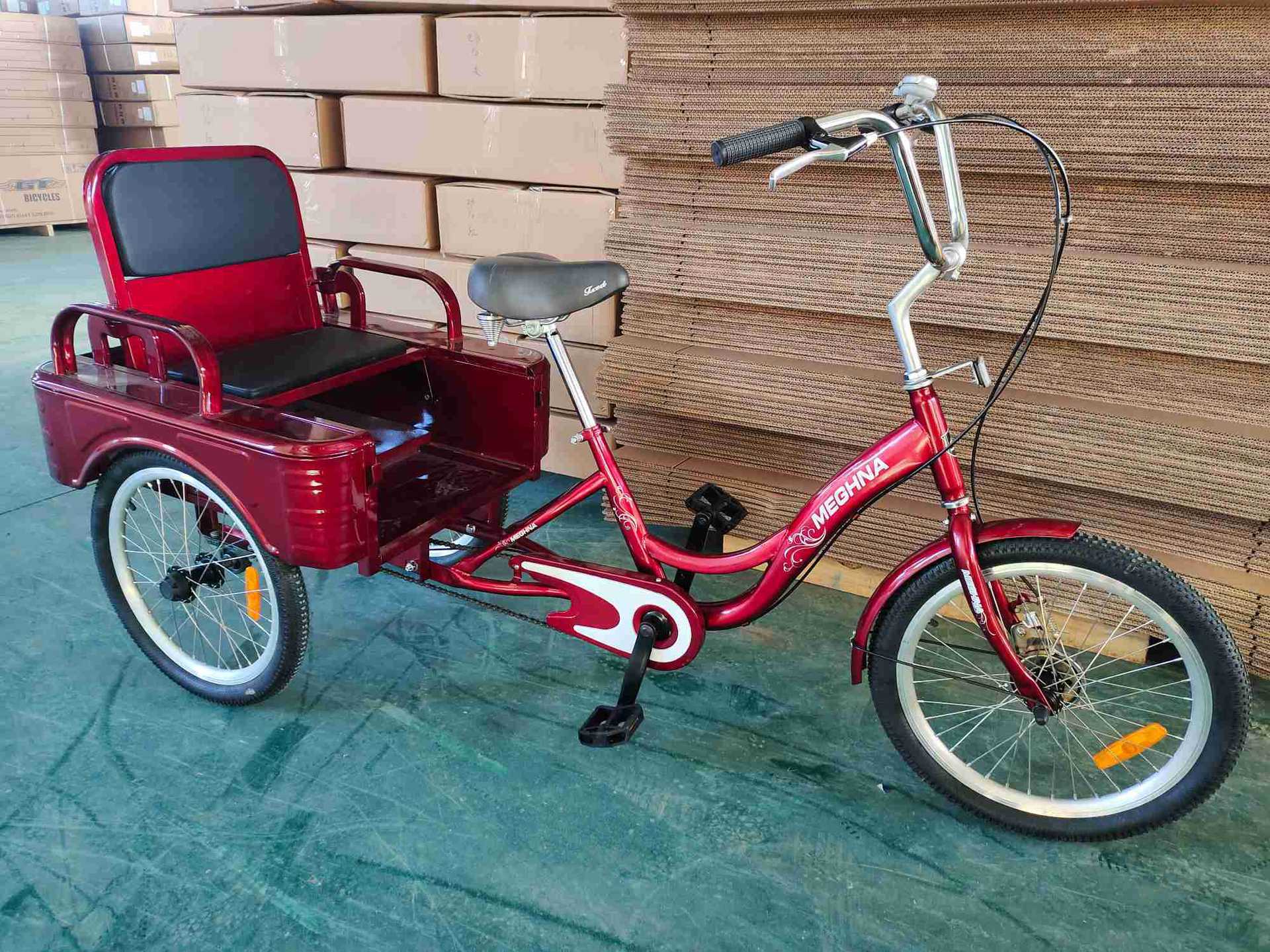 20寸老年人力三轮车折叠翻斗载人载货两用买菜休闲三轮车