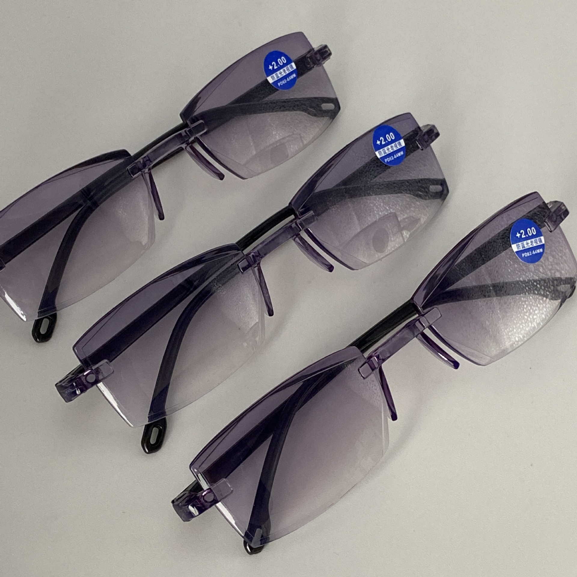 京威2022跨境新款无框防蓝光老花镜钻石切边高清老花眼镜厂家批发