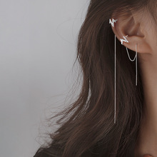 心跳镶钻耳线女高级感纯银耳夹 小众设计感个性耳环长款时尚气质