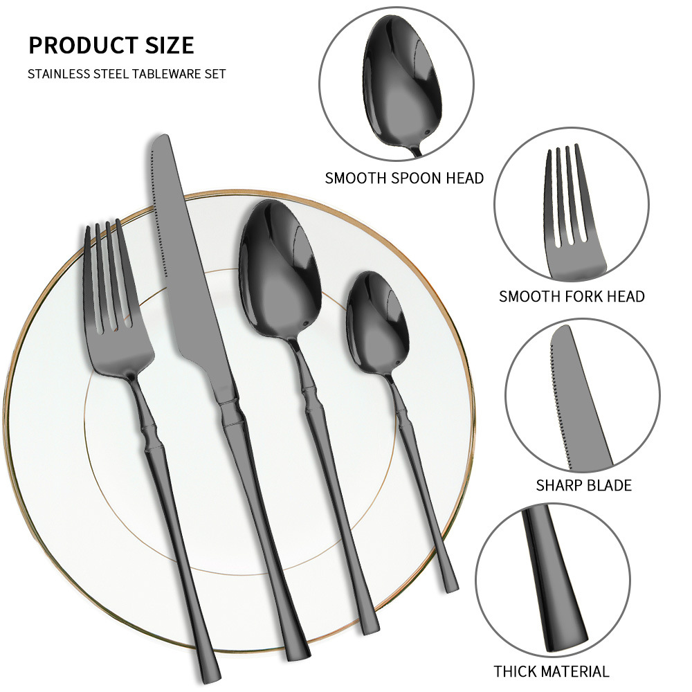 Cross-Border Amazon Stainless Steel Tableware Small Waist 24-Piece Set Creative Western Steak Knife, Fork and Spoon Tableware Set