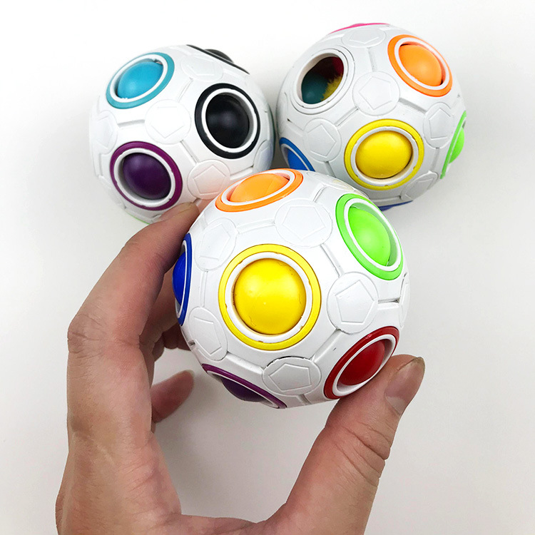 跨境减压手指指尖足球十二孔魔力彩虹球解压彩色魔方儿童益智玩具