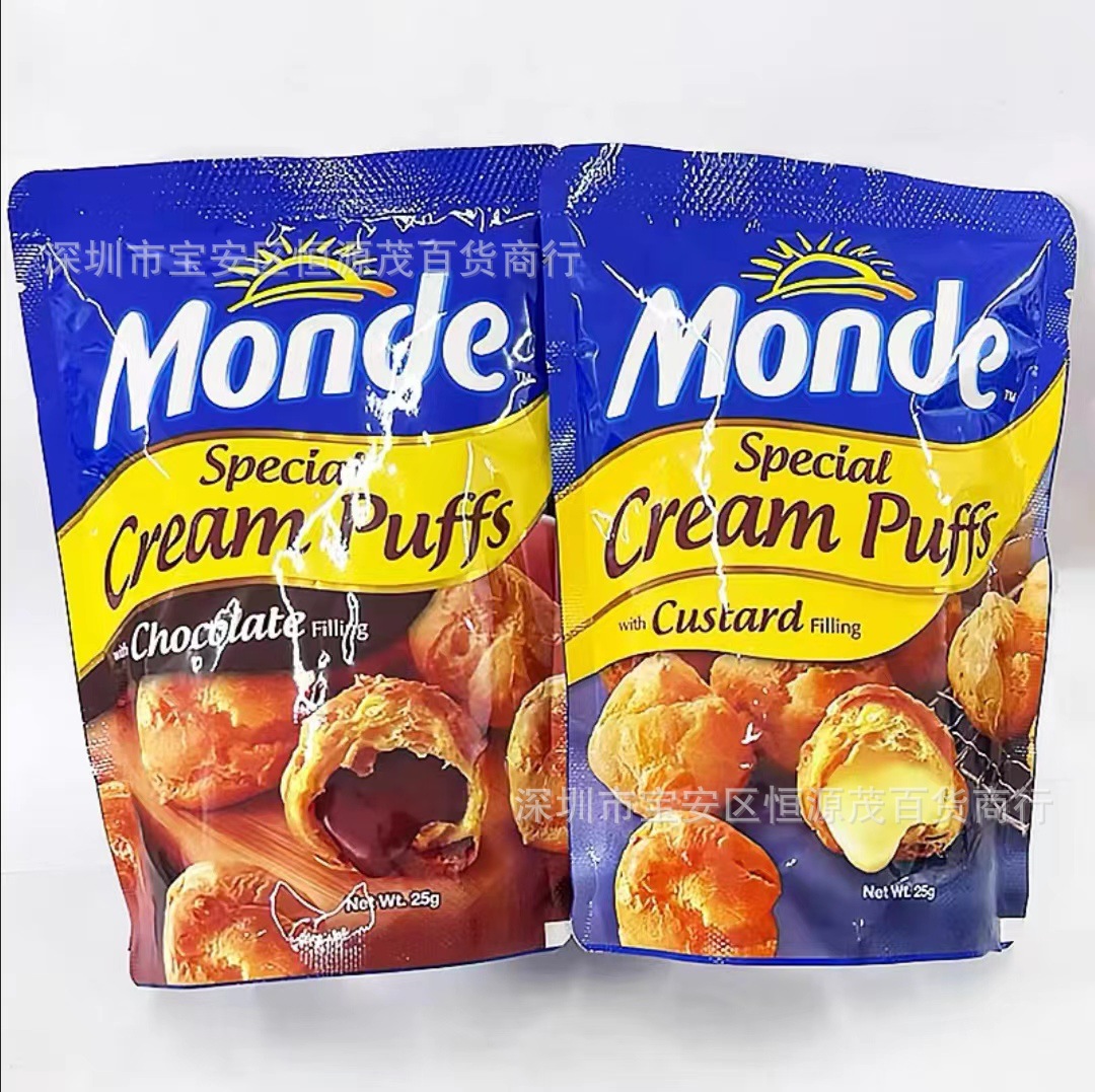 菲律宾进口monde道吉草酥脆夹心泡芙球25g原味巧克力休闲零食批发