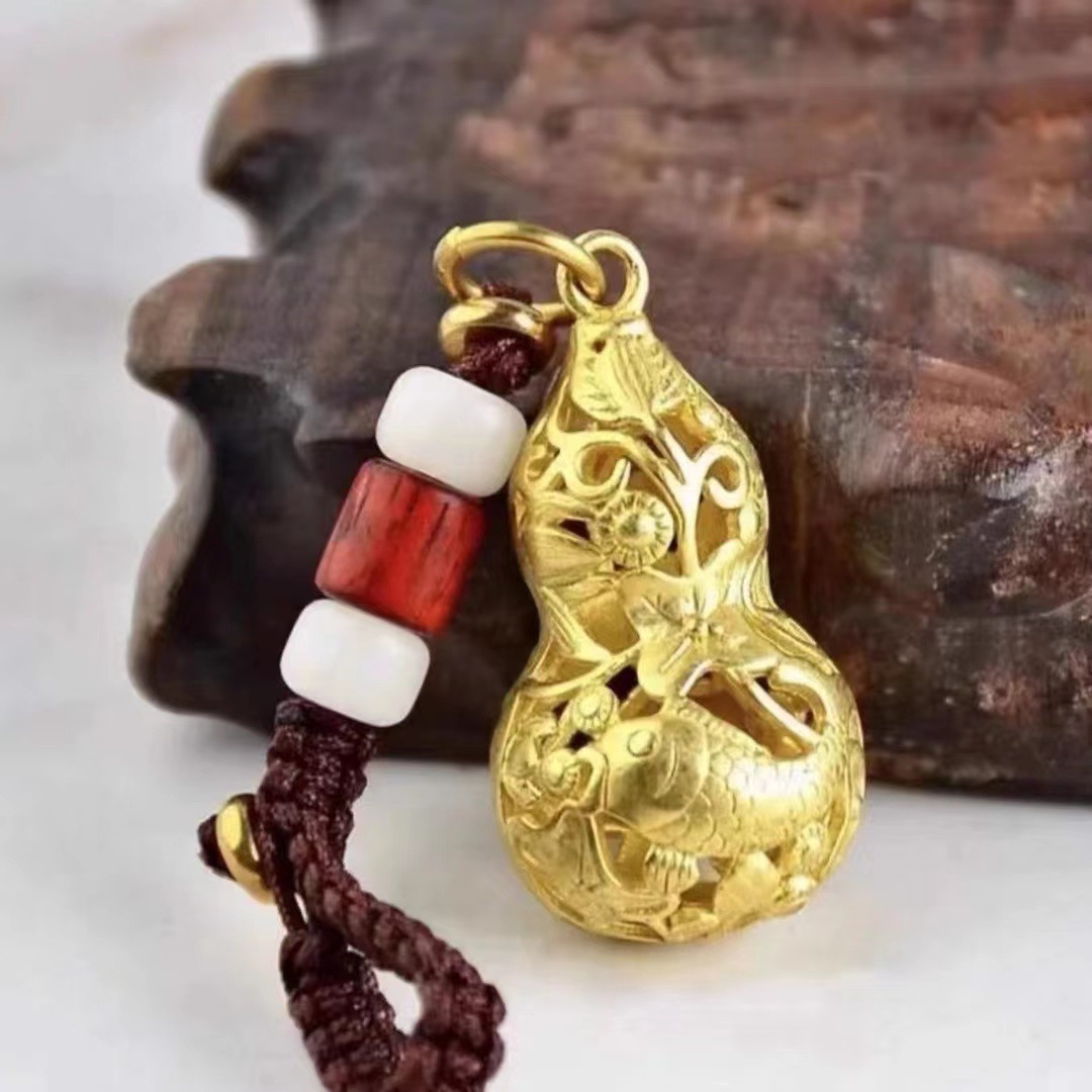 黄铜镂空双鱼葫芦精美铜制纳福钥匙扣挂饰个性创意吊坠挂件-阿里巴巴