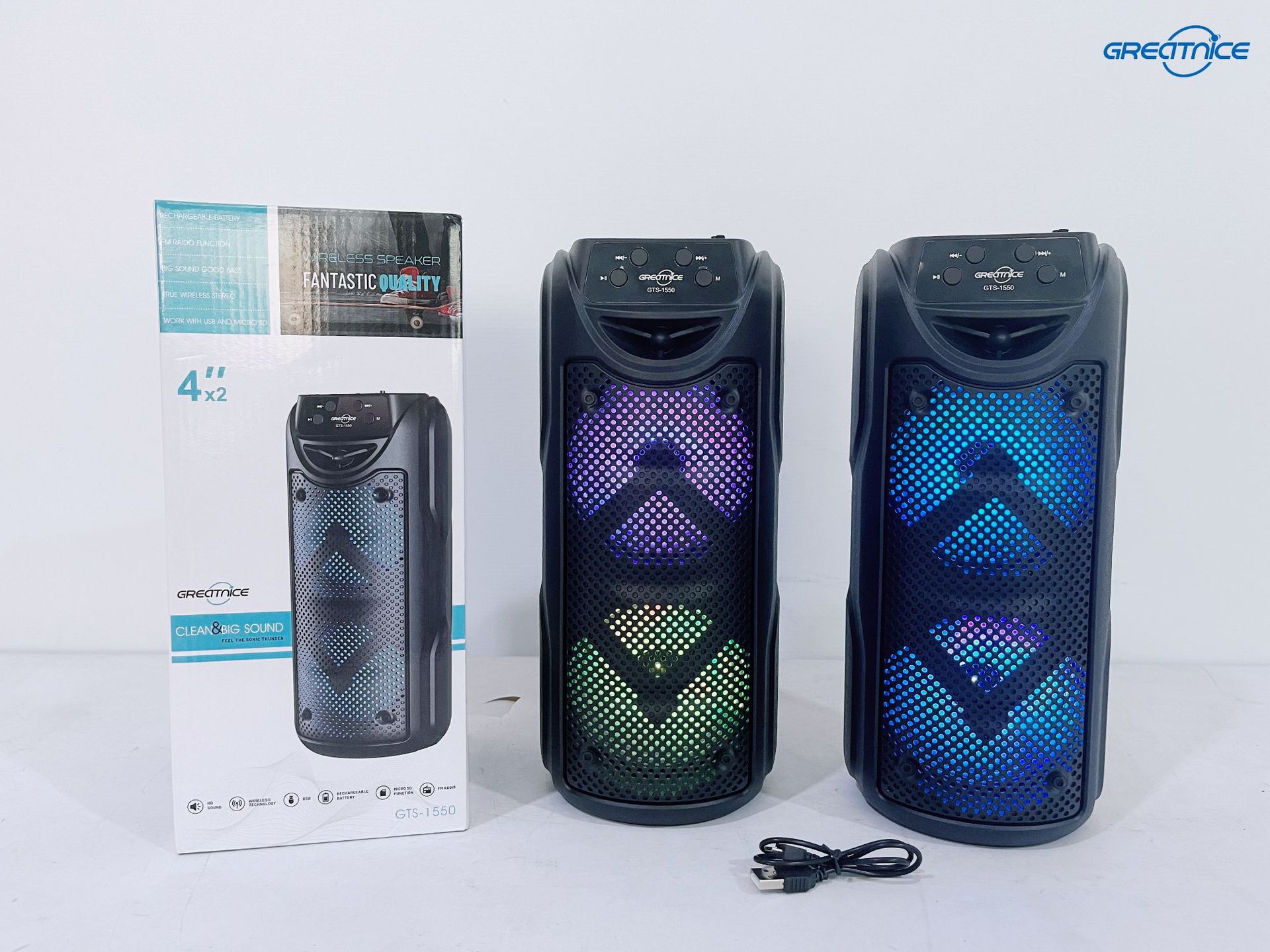 GTS-1550 Double 4-Inch Outdoor Portable Bluetooth Speaker
